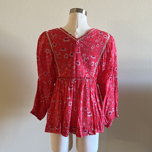 Free People Red blouse. - Picture 3 of 11